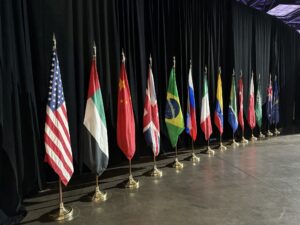 Row of flags from around the world