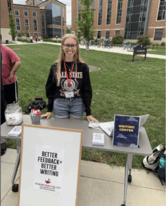 Writing Center table at the Star Party from a previous year's event