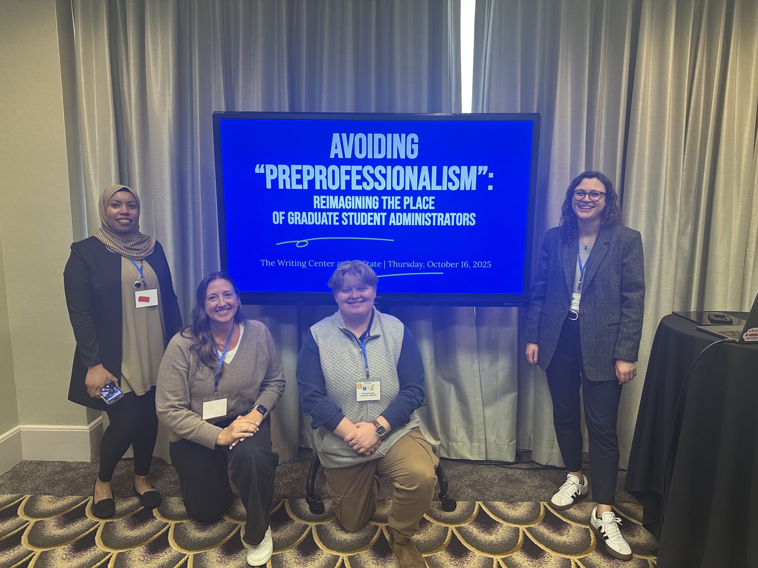 The leadership team from The Writing Center at Ball State presents their research at the IWCA conference in Cincinnati, Ohio