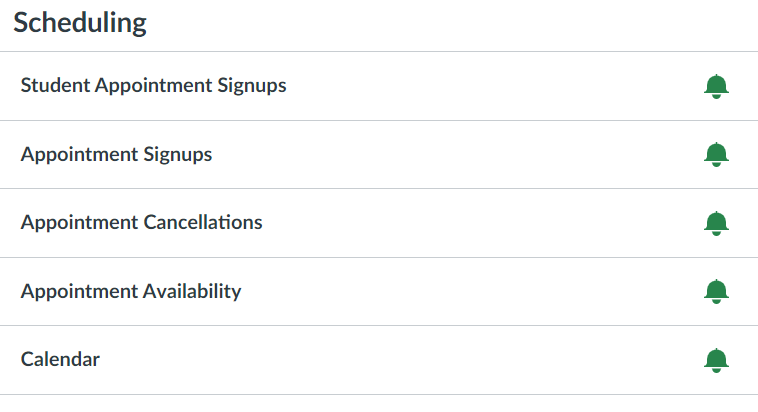 Scheduling - Student Appointment Signups, Appointment Signups, Appointment Cancellations, Appointment Availability, Calendar