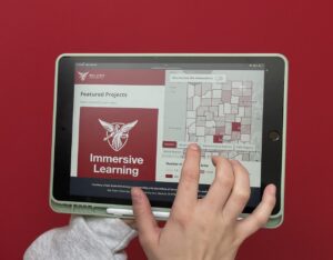 Indiana Interactive Map website homepage on an iPad