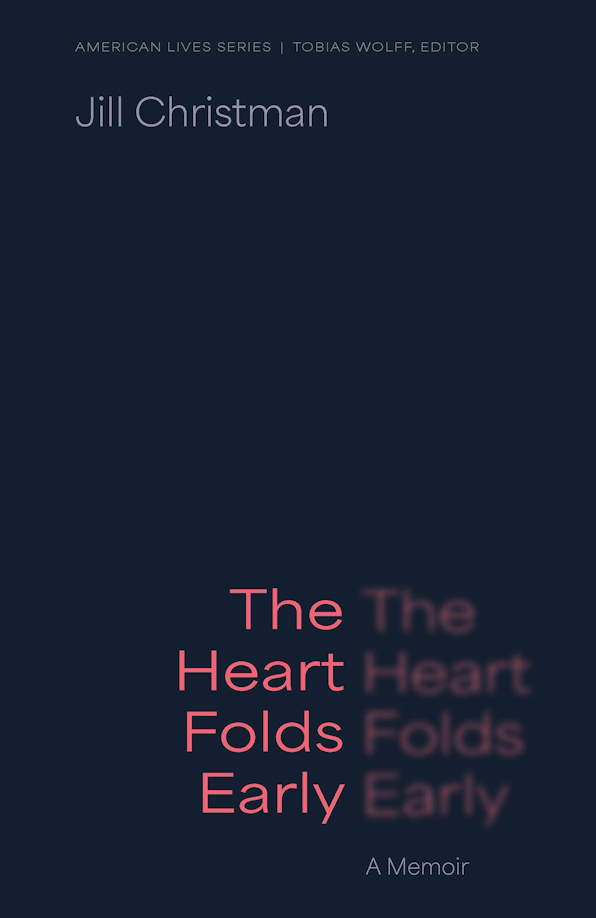 Black cover with red letters, cover of The Heart Folds Early