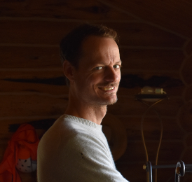 A man in silhouette. 